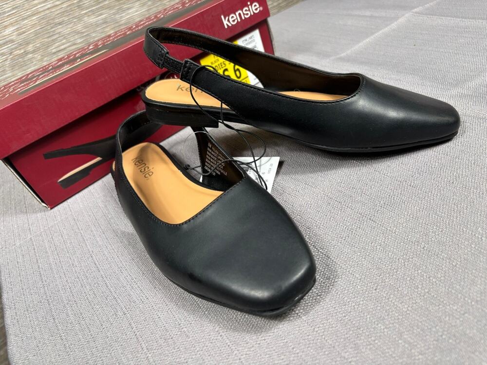 Kensie Felice Slingback Flats Womens Size 6 Black KS252490 NEW